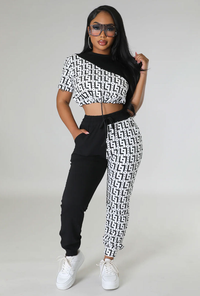 Casual Retro Two Piece Set