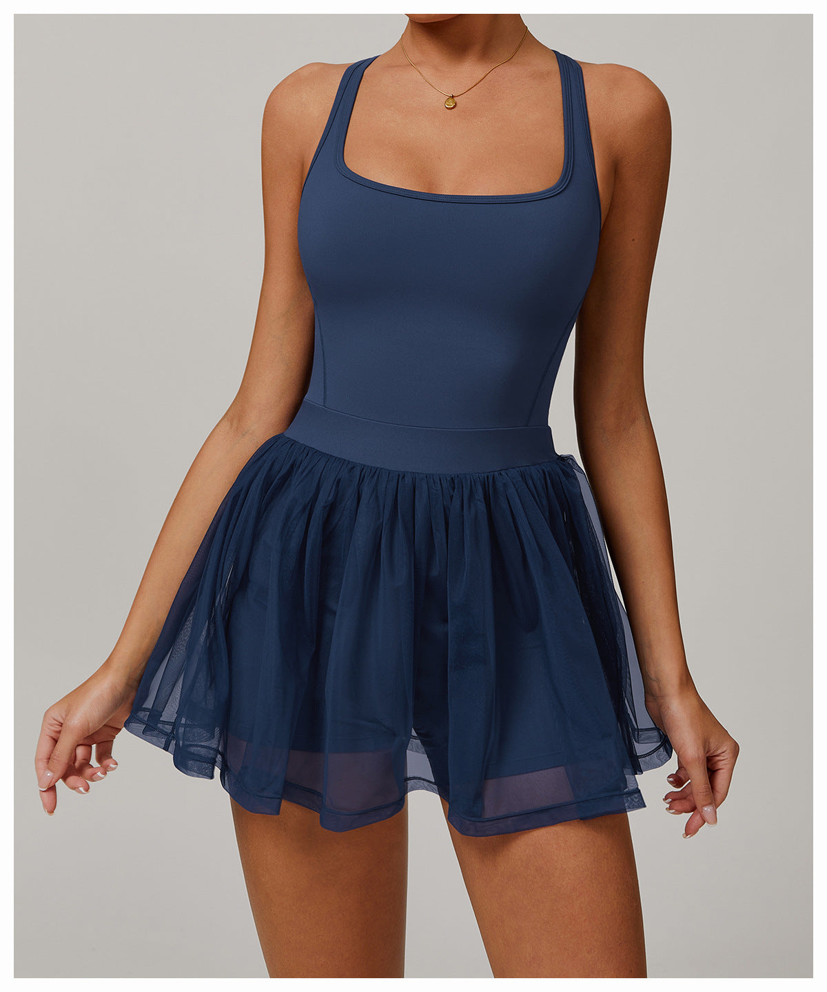 Sollinarry Faux Two Pieces Sustainable Recycled Dress Mesh Breathable Quick Drying Sports Running Anti Exposure Tennis Dress