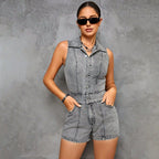 Casual Denim Romper