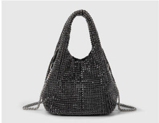 Silver Rhinestone Portable Bucket Bag
