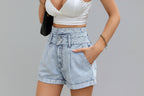 Loose Curling Denim Shorts