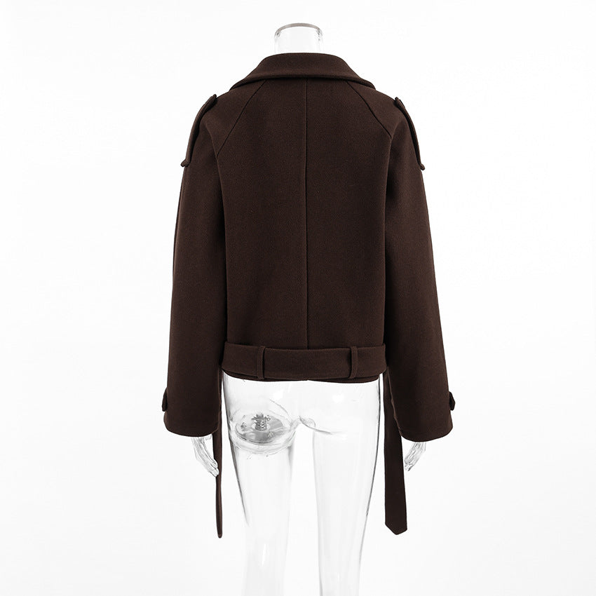 Elegant Double Breasted Woolen Coat