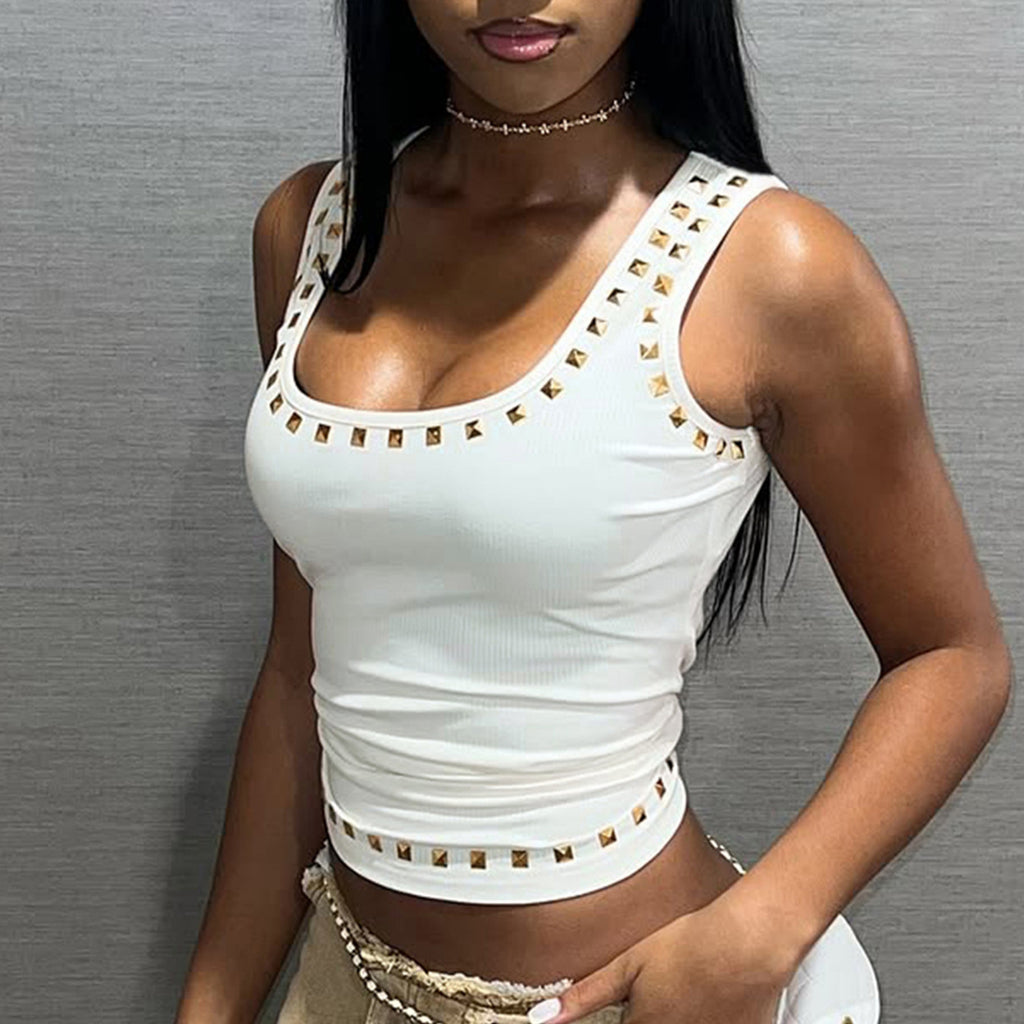 Metal Square Rhinestone Top