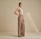High-Rise Draped Wide Leg Trousers
