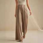 High-Rise Draped Wide Leg Trousers