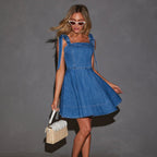 Spring Strap Denim Dress