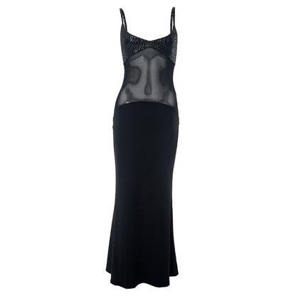 Black Sheer Style Slim Fit Maxi Dress