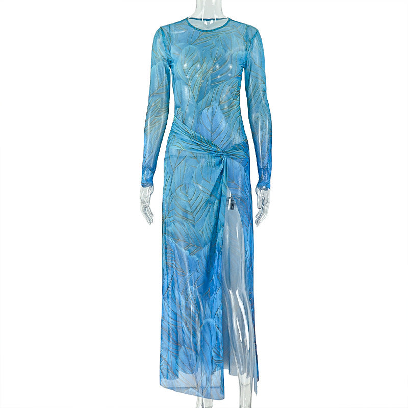 Split Matching Hip Long Sleeve  Split Dress