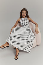 Retro Sleeveless Polka Dot Maxi Dress