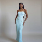 Tube Top Twisted Knitted Split Dress
