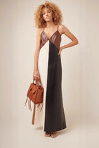 Contrast Strap Faux Leather Dress