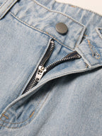 Retro Light Blue Washed High Waist Cargo Jeans