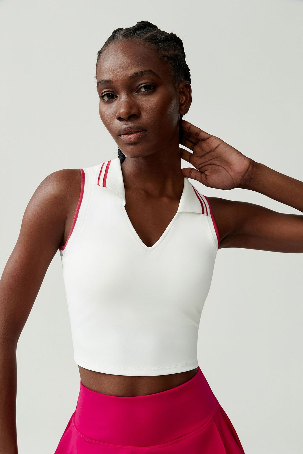 Stand Collar Tennis Women Yoga Fitness Running Top Quick Drying Sleeveless Vest with Chest Pad