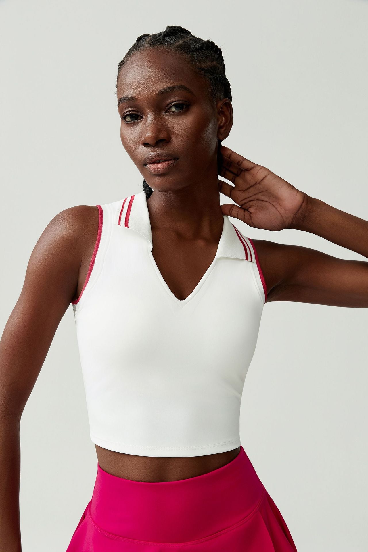 Stand Collar Tennis Women Yoga Fitness Running Top Quick Drying Sleeveless Vest with Chest Pad