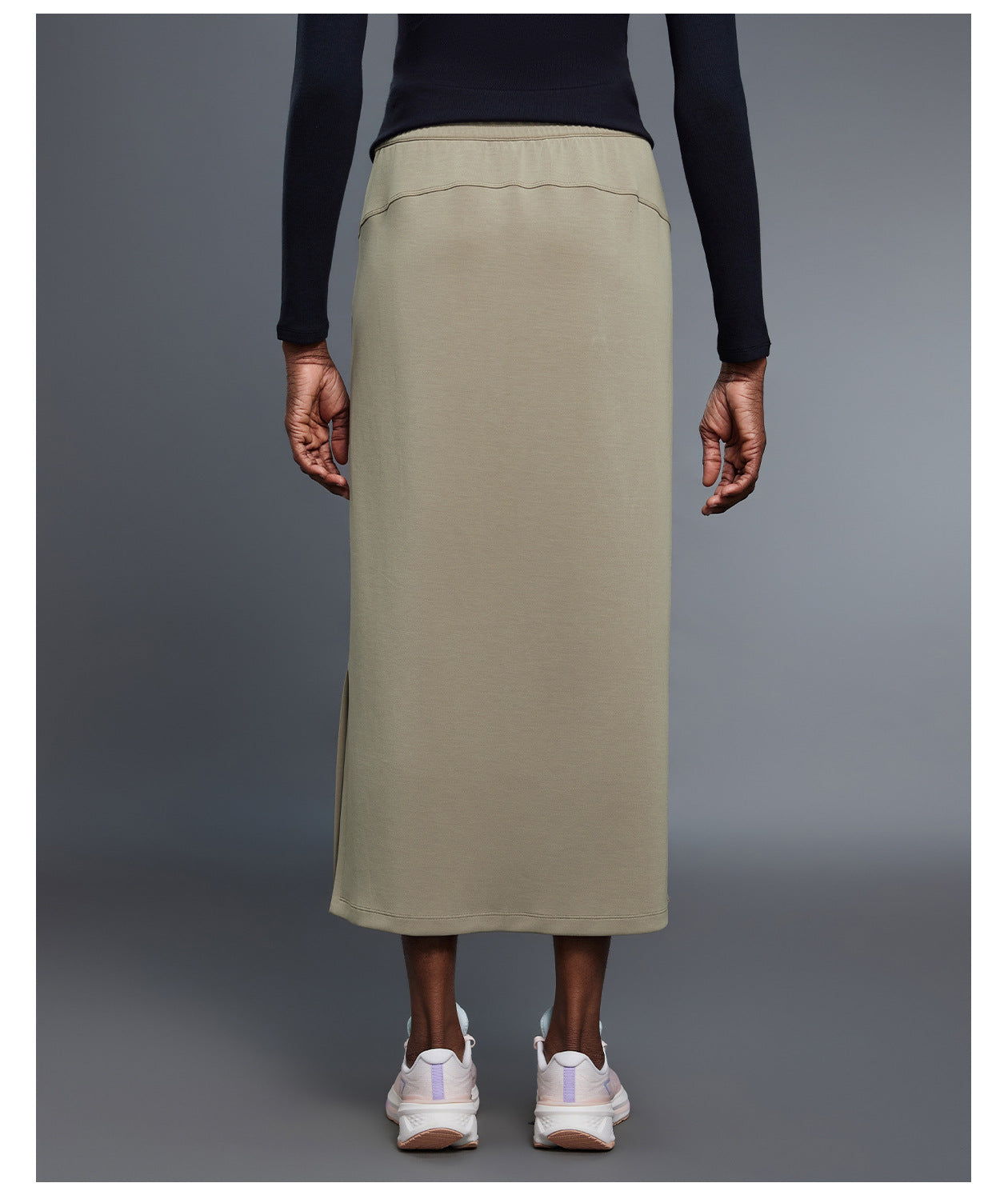 Simple Straight Exercise Skirt Women Casual Mid Length Skirt Slimming Slit Hip Skirt