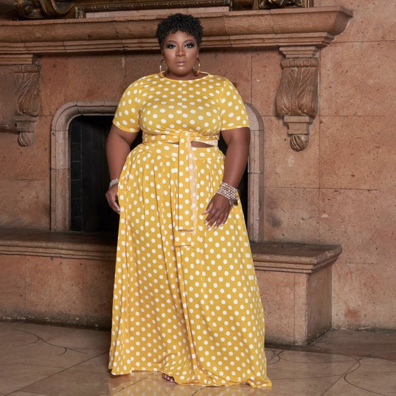Curve Dot Casual Two-Piece Polka Dot Suit