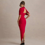 Elegant Slim Pleated Backless Sheath Dress