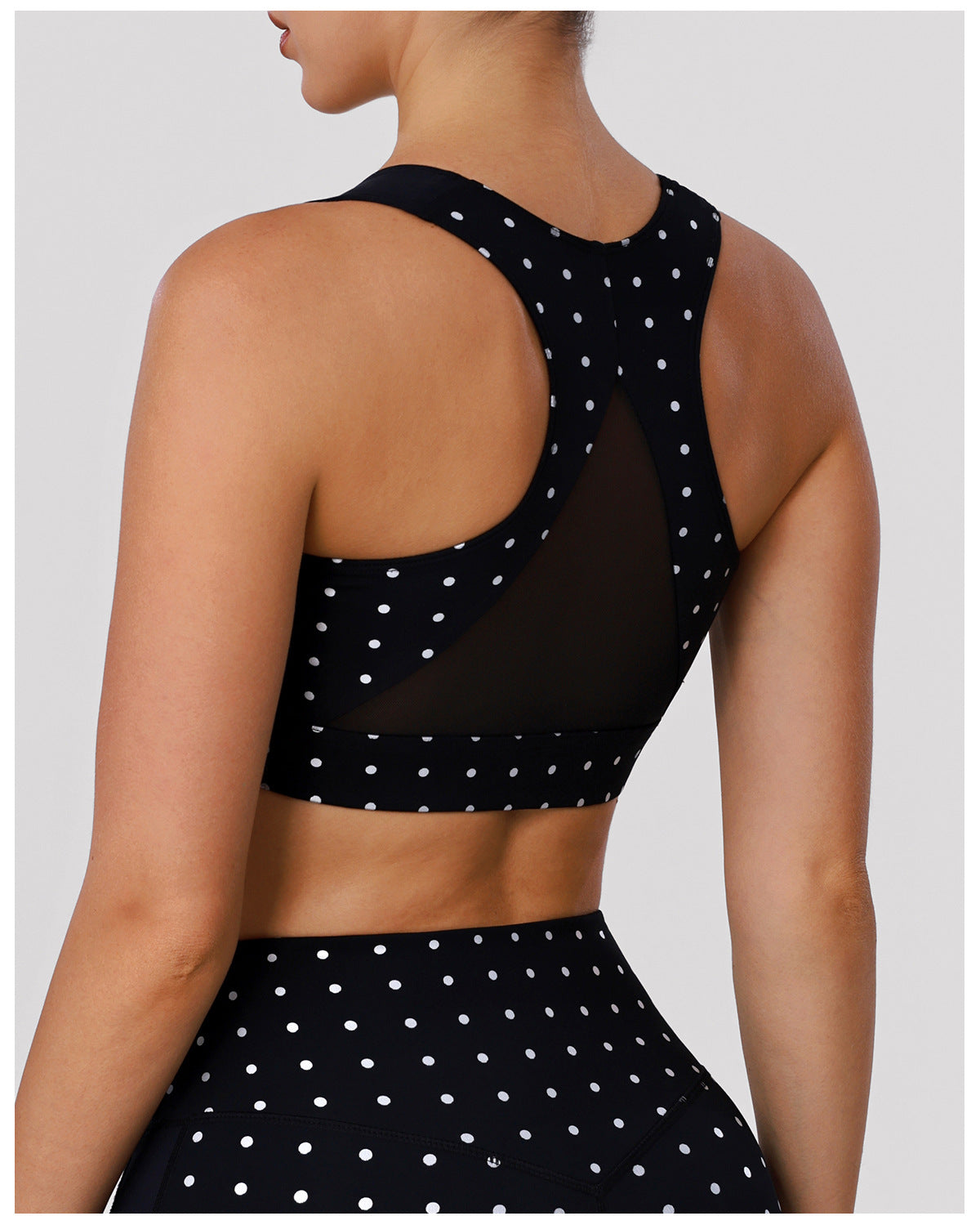 Polka Dot Printed Sports Trousers Set Shockproof H Shaped Beauty Back Bra Yoga Clothes High Elastic Training Two Piece Sets Women The size is a bit small