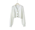 White ribbed sweater with buttons on a white background