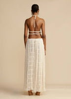 Backless Lace Knitted Skirt Set
