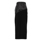 Retro Faux Leather Slit Hip Skirt