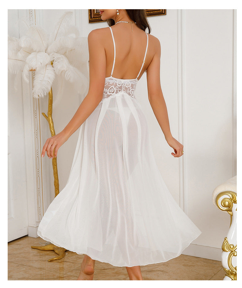 Lace  Backless Pearl Cami Nightdress