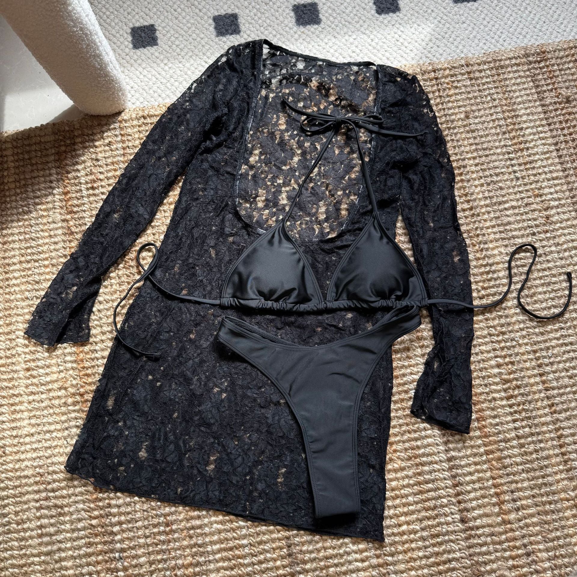 Three Piece Lace Swimsuit Set