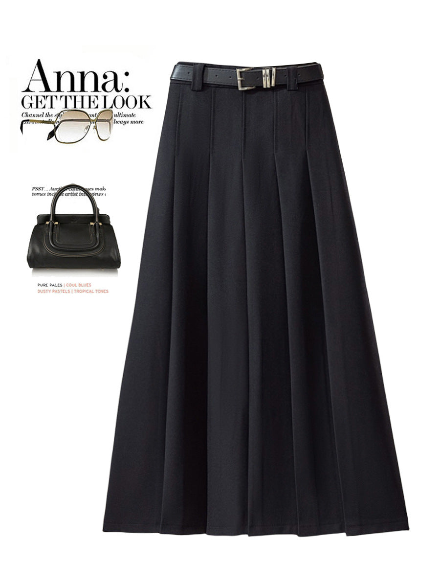 High Waist Slimming Pleated A line Skirt