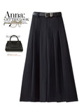 High Waist Slimming Pleated A line Skirt