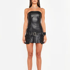 Faux Leather Tube Top Dress