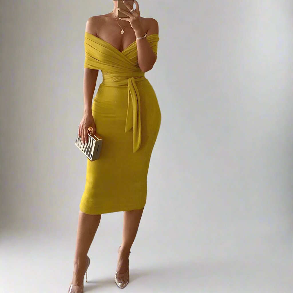 Sexy Off-Shoulder Crop Top & Slimming Skirt