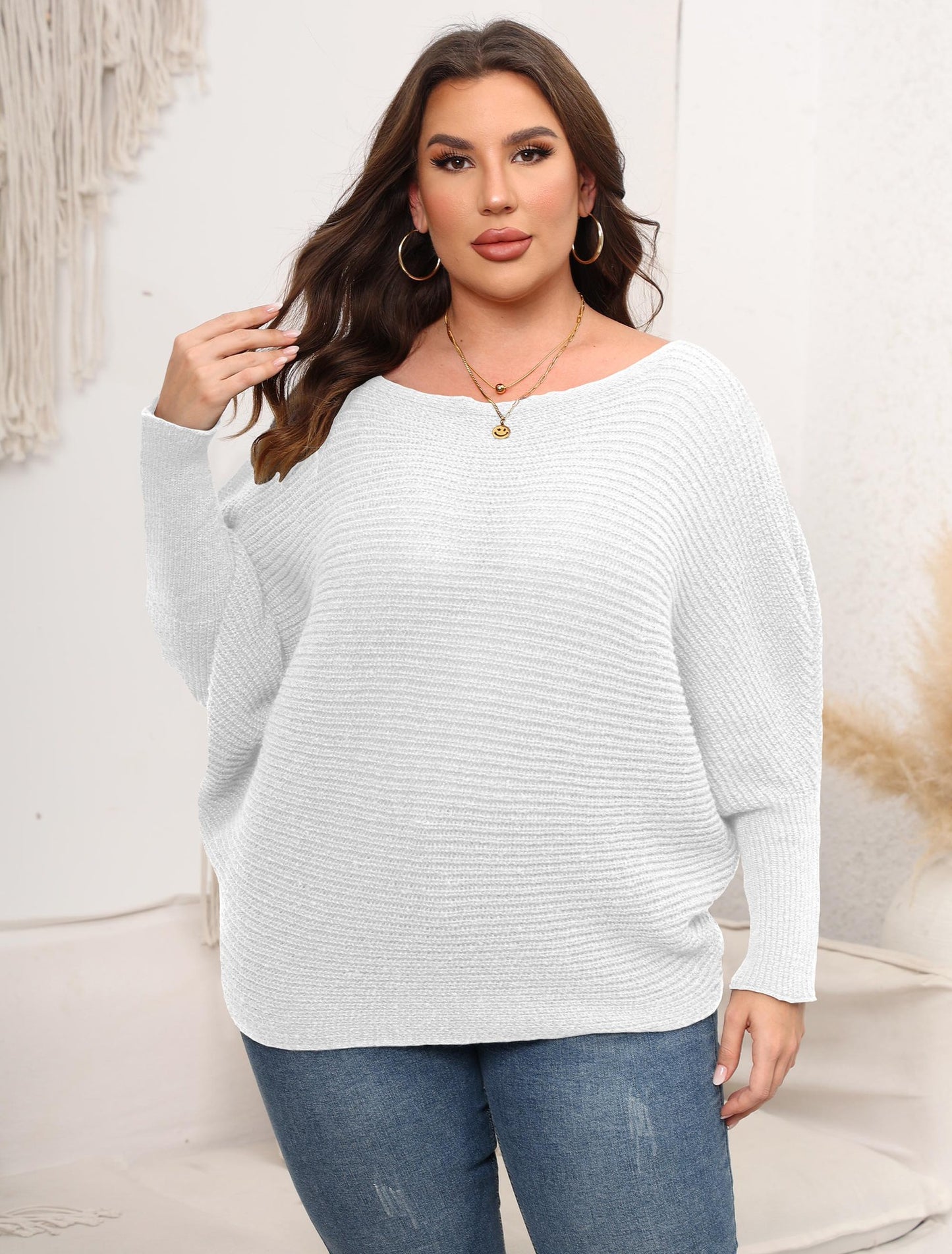 Plus Size Pullover Woven Sweater