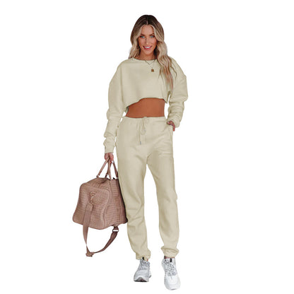 Pullover Cropped Sweater & Trousers Set