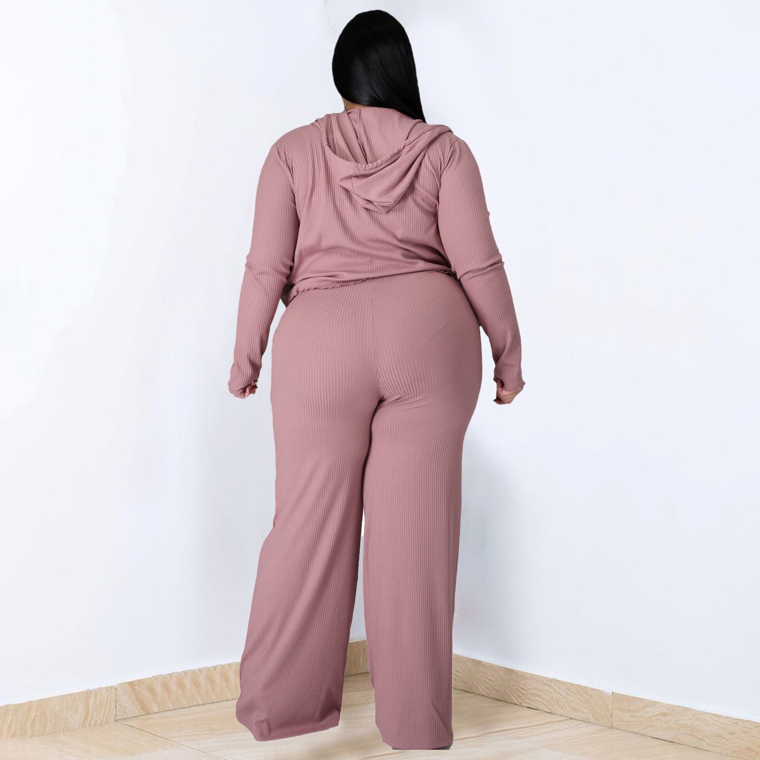 Plus Size High Elastic Sunken Stripe Three Piece Suit Sports Casual Sexy Women Clothing