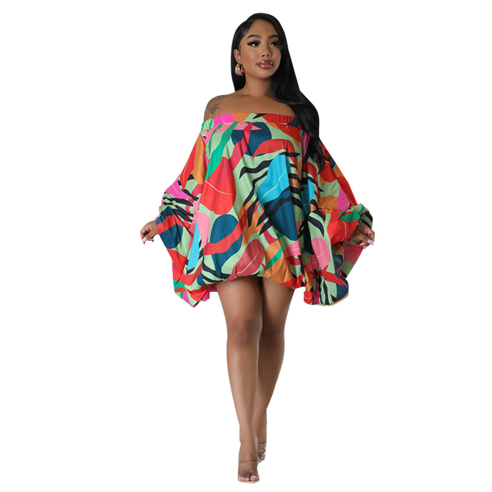 Off Shoulder Batwing Sleeve Dress