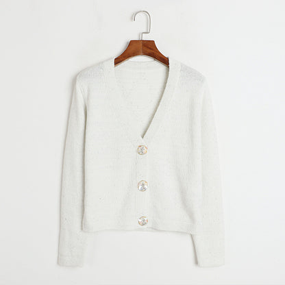 Classic Single Breasted V Neck Knitted Cardigan