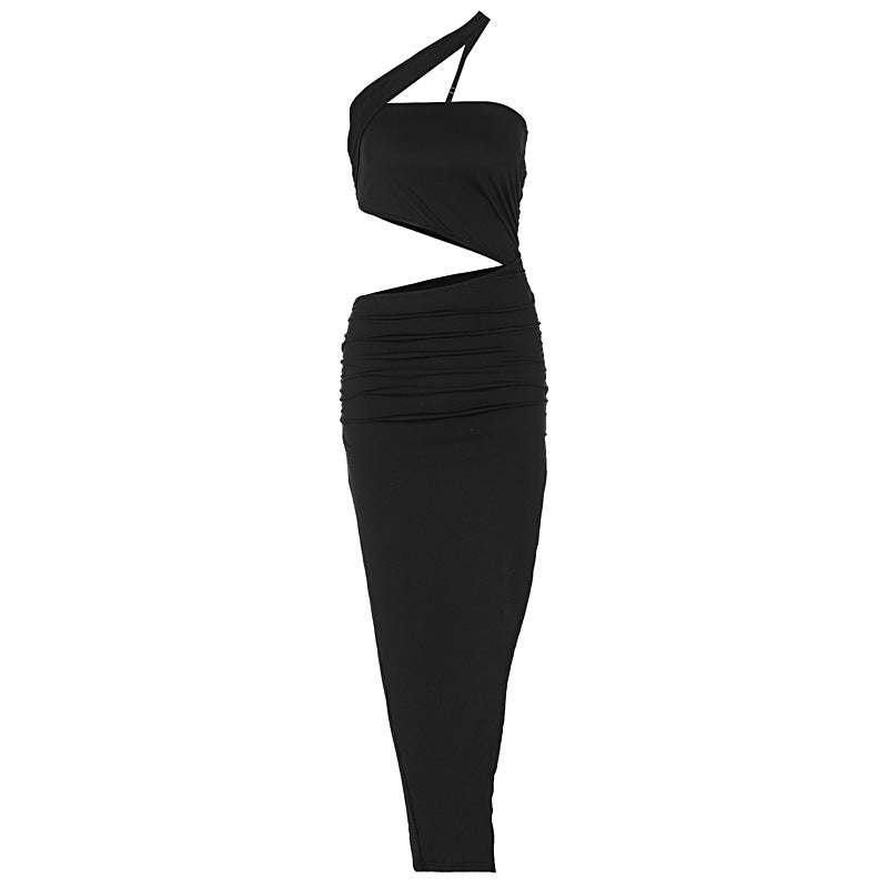 One Shoulder Sheath Split Dress