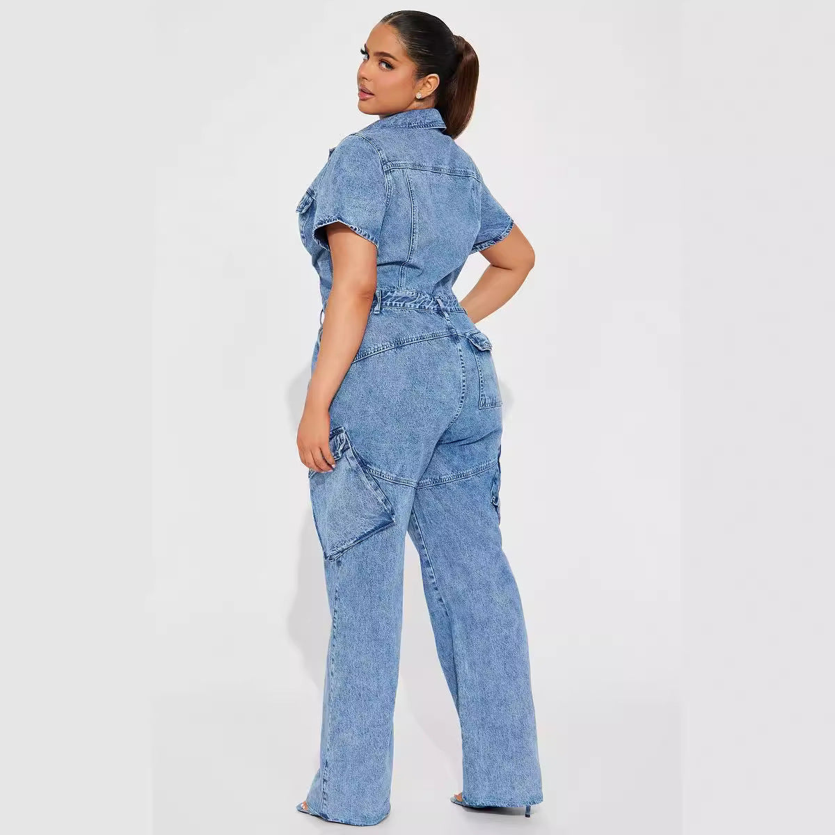 Fried Floral Wash Denim Jumpsuit