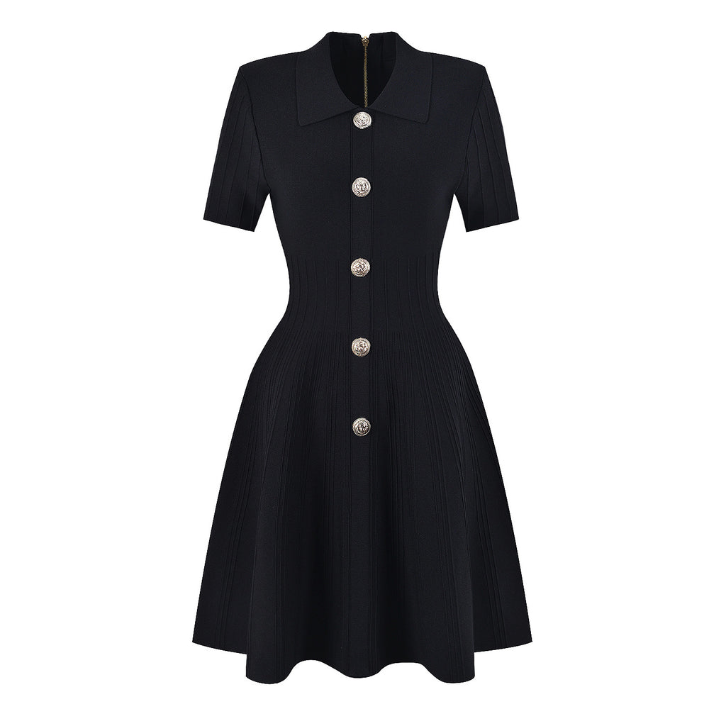 Classic Knitted Collared A line Dress