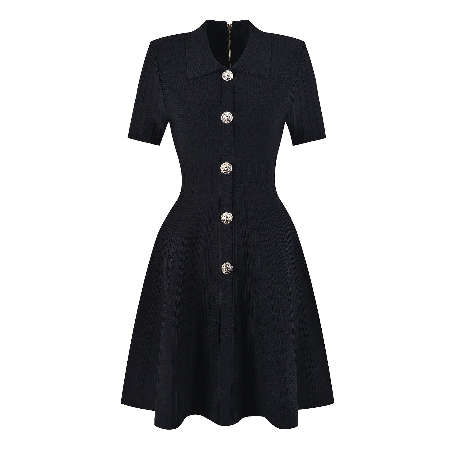 Classic Knitted Collared A line Dress