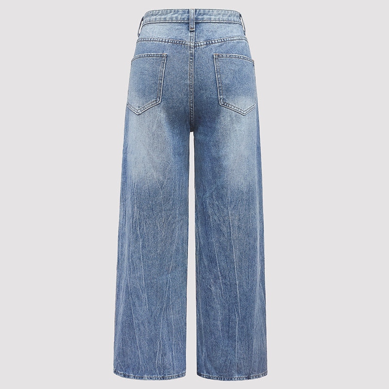 Heavy Metal Rivet White Pearl Straight Leg Denim Jeans