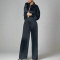 Black Long-Sleeve Top & Bottom Set
