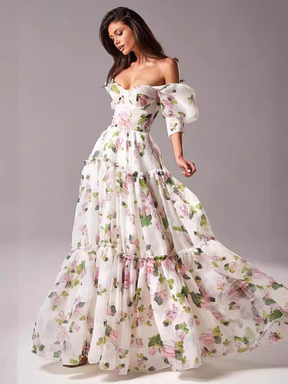 Off The Shoulder Organza Fairy Elegant Evening Dress