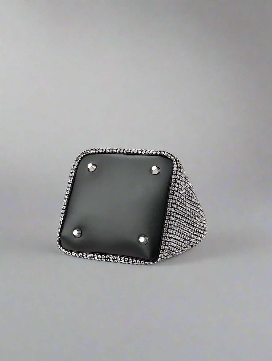 Silver Rhinestone Portable Bucket Bag