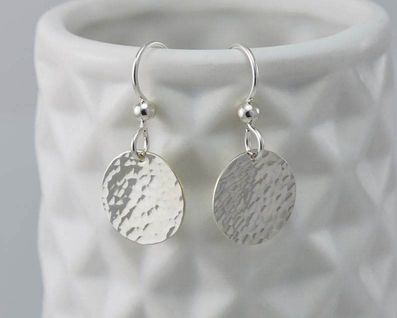 Hammered Style Small Round Earrings