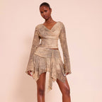 Snake Printed Long Sleeved Skirt Set