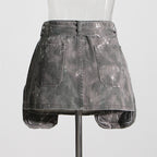 Vintage Sheath Camouflage Denim Skirt