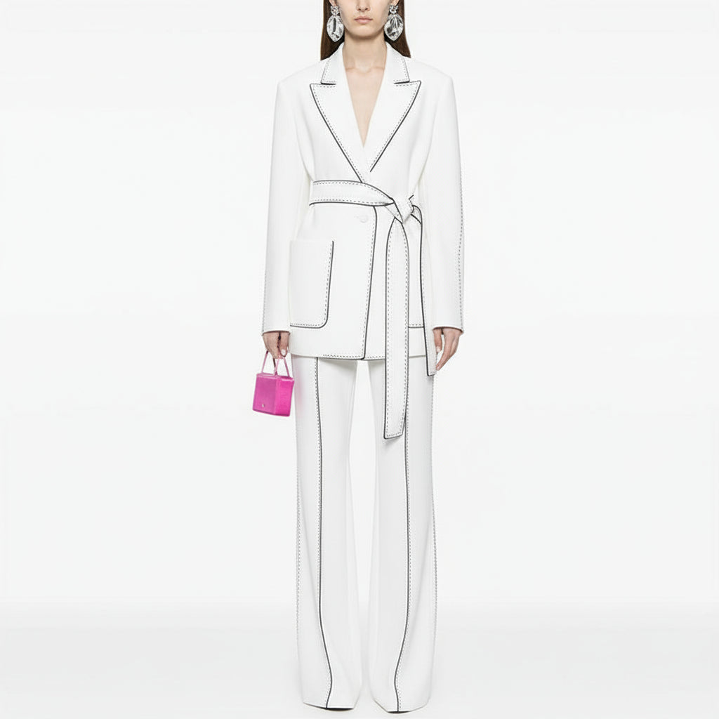 Star Beading Belt Work Pant Suit