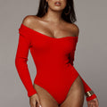 Knitted Slim V neck Long Sleeve Bodysuit