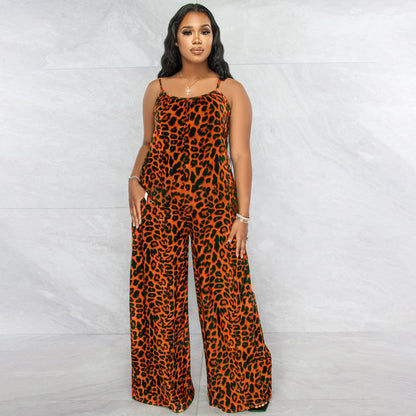 Leopard Print Strap Jumpsuit